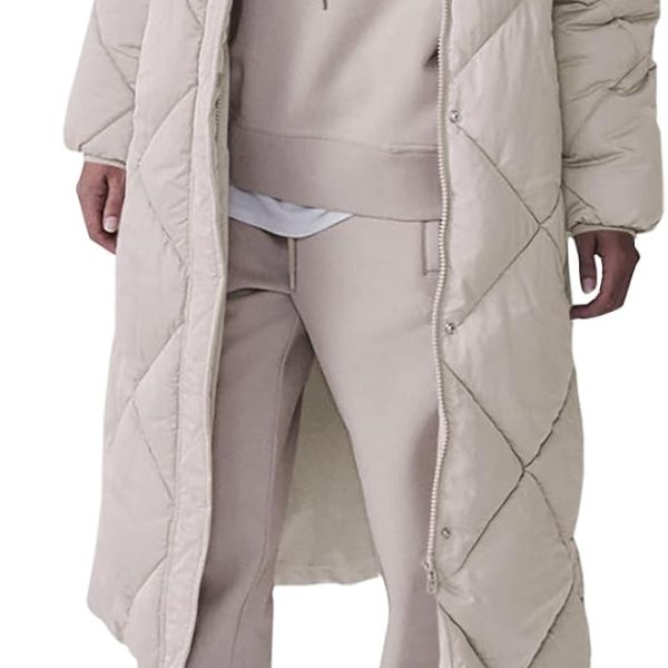 Women's Quilted Puffer Jacket Long Winter Coats Zip Up Baggy Down Outerwear with Pockets