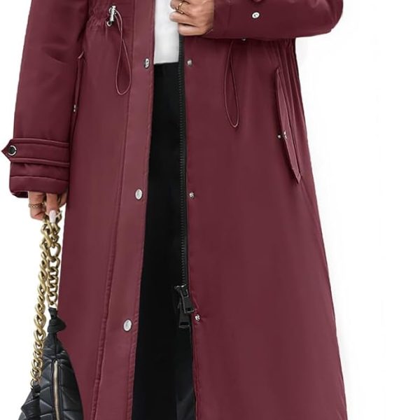 Long Winter Puffer Coat for Women Warm Winter Faux Fur Jacket with Detachable Hood Maxi Length Zipper Outerwear