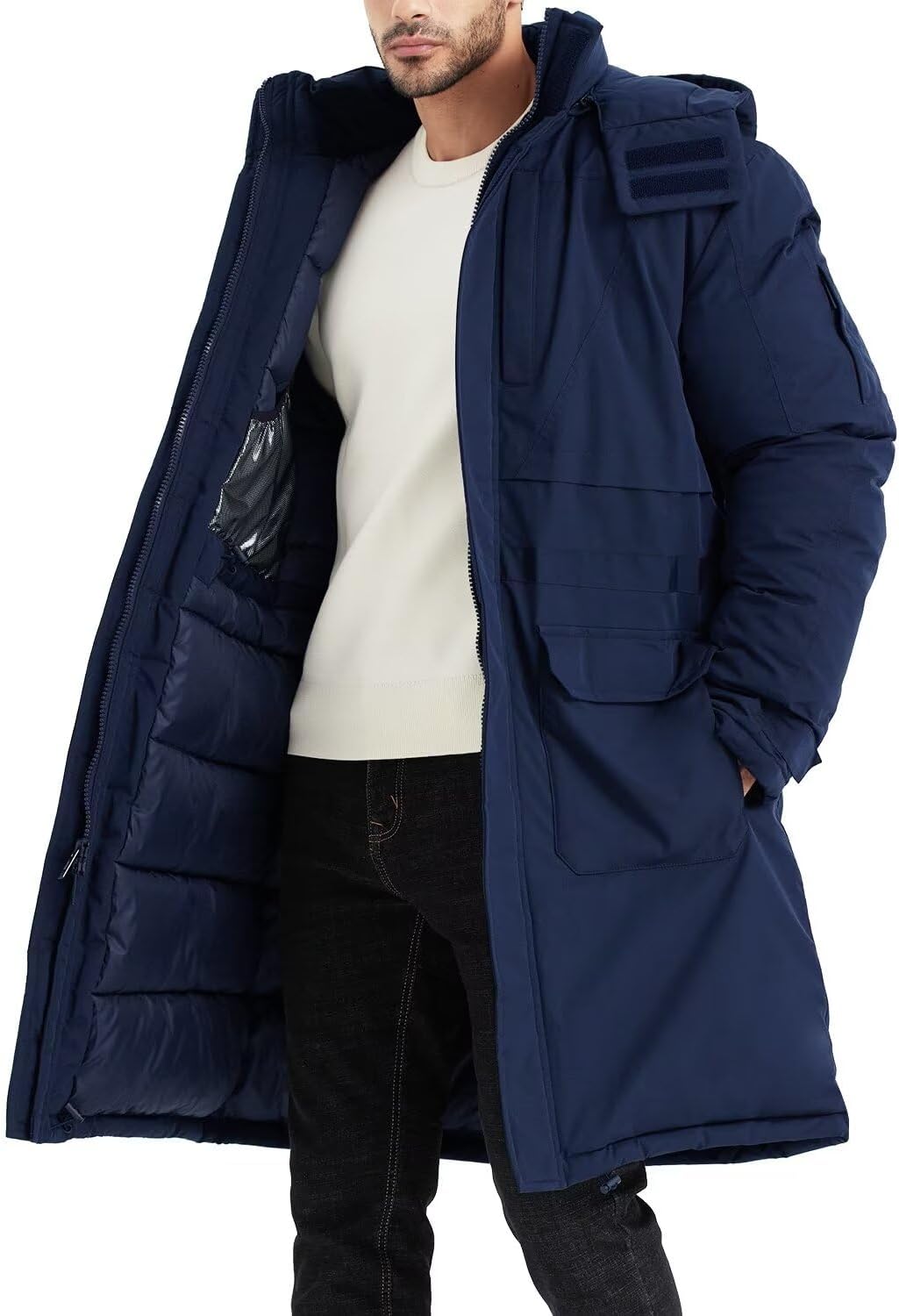 Men's Extra Long Parka Winter Coats Hooded Puffer Jacket Heavy Warm Water-resistant Outerwear Cold Weather - Image 2