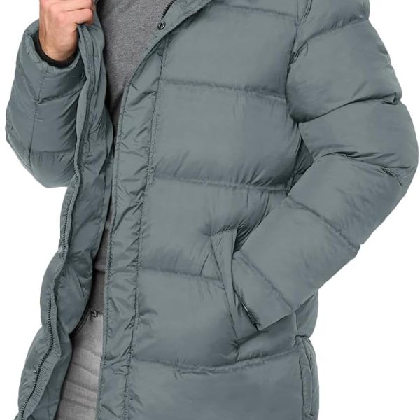Mens Hooded Puffer Coat Parka Quilted Down Coat Long Warm Winter Thicken Padded Jacket