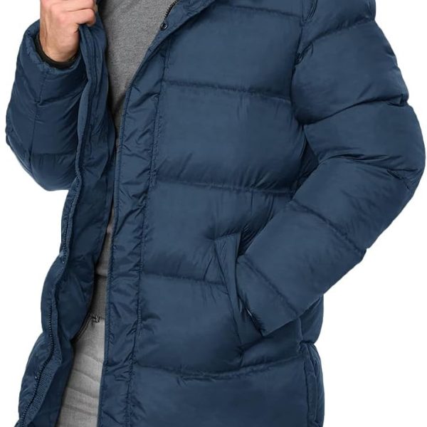 Mens Hooded Puffer Coat Parka Quilted Down Coat Long Warm Winter Thicken Padded Jacket