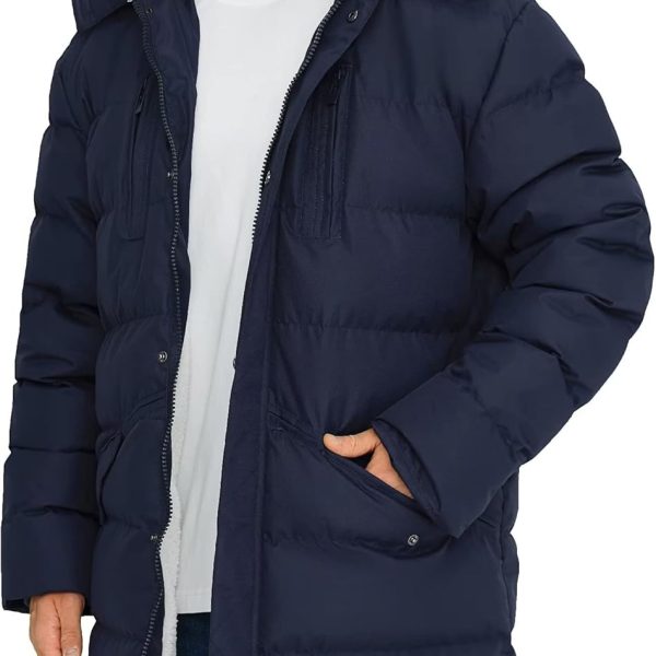 Men's Long Winter Coats Warm Water Resistant Puffy Hooded Windbreaker Insulated Thicken Jackets with Hood