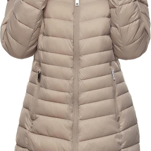 Women's Packable Lightweight Puffer Jacket Water-Resistant Hooded Winter Long Coat