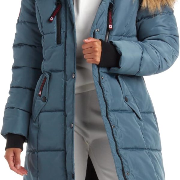 R Womens Long Puffer Coat - Heavyweight Wind Water Resistant Faux Fur Hood Parka Winter Jackets for Women