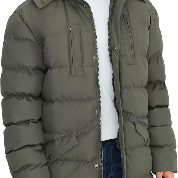 Men's Long Winter Coats Warm Water Resistant Puffy Hooded Windbreaker Insulated Thicken Jackets with Hood