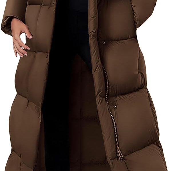 Women's Winter Long Puffer Coats Hooded Zip Up Casual Thickened Down Jackets Trendy Warm Clothes Outerwear