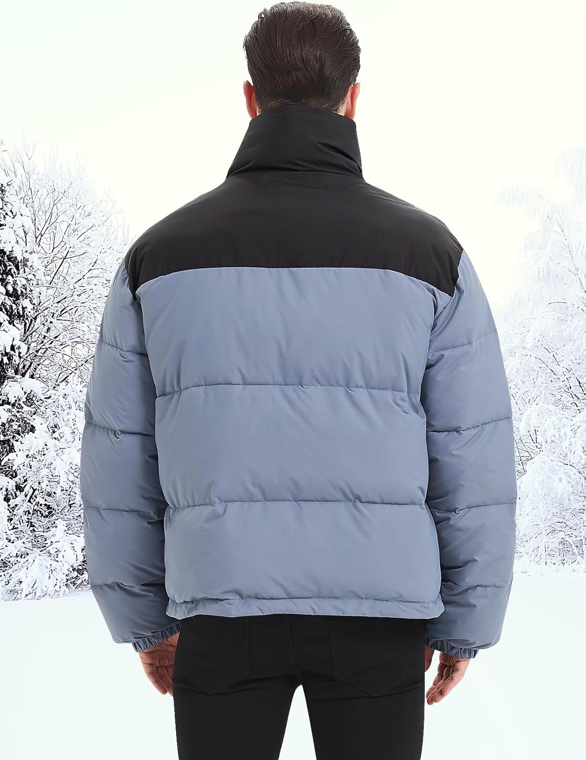 Men Puffer Jacket Winter Coats Water Resistant Long Sleeve Zip Up Lightweight Quilted Down Jackets - Image 2