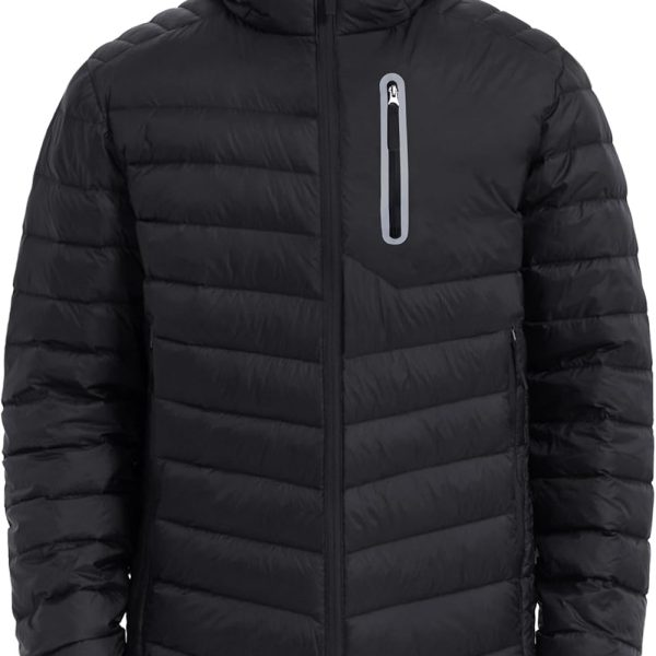 Men Down Jacket Puffer Winter Jacket with Hooded Packable Lightweight Windproof Insulated Warm Coat