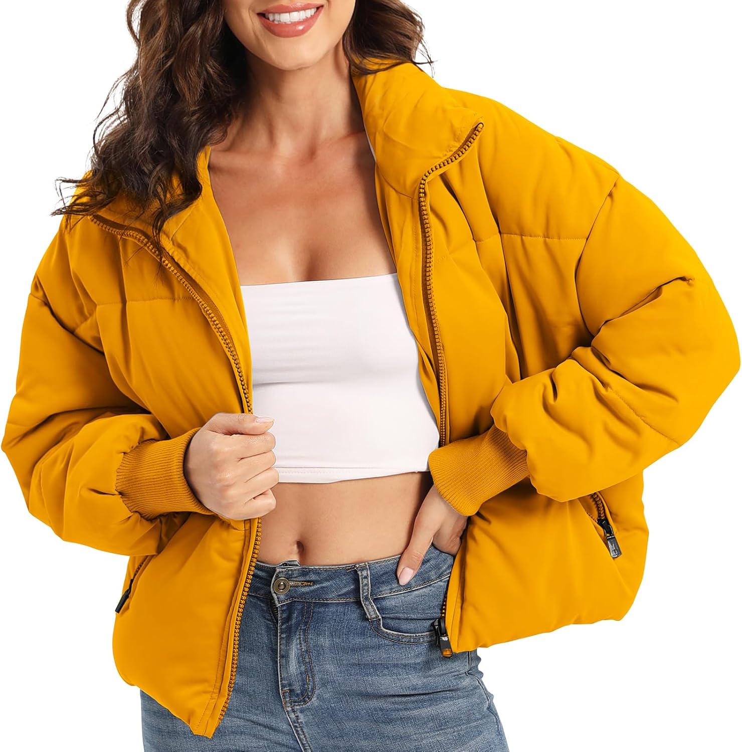 Women’s Winter Baggy Zip Puffer jackets Short Down Jacket Coat