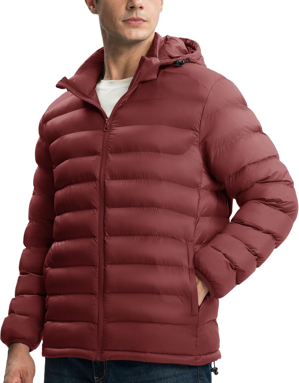 Men's Lightweight Puffer Jacket Detachable Hooded Water Resistant Puffy Winter Down Jackets for Snow Ski Travel - Image 2